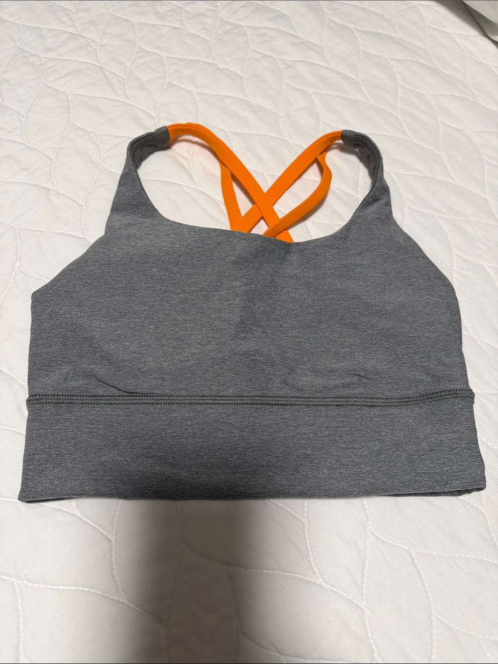lululemon athletica Gray Sports Bra with Orange Crisscross Straps
